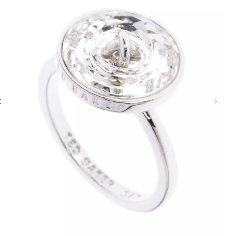 Ted Baker Silver Keriann Swarovski Crystal Big Button Ring